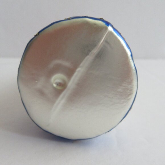 Gablonz Glass Art Austria Glass Lighthouse Christmas Ornament w/Glitter Red Blue - Picture 5 of 11